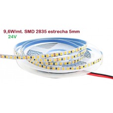 Tira LED 5mts Flexible 24V 48W estrecha 5mm 600 Led SMD 2835 IP20 Serie Profesional